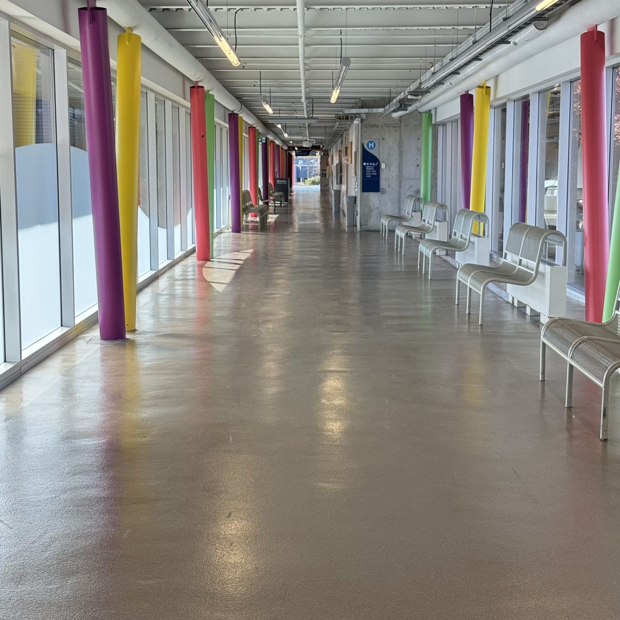 The long corridors of the school