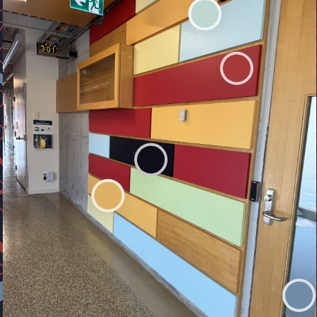 Blue, dark blue, red, black, yellow